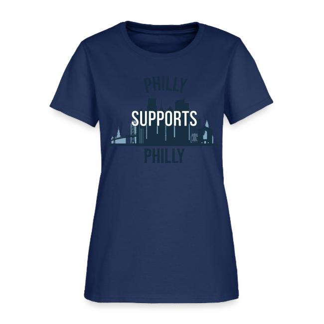 Philly Supports Philly skyline blue transparentbg