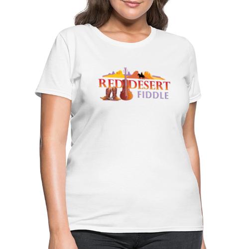 Red Desert Fiddle, Red Text Cut-Out. - Women's T-Shirt