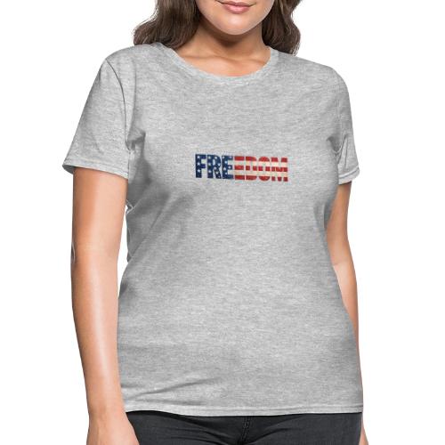Freedom American Flag Distressed Patriotic Shirt - Women's T-Shirt