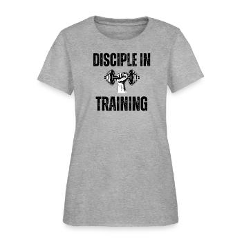 Disciple in training dumbbell Christian - Women's T-Shirt - heather gray - Front