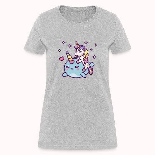 Cute Friendship Between Unicorn And Narwhal - Women's T-Shirt
