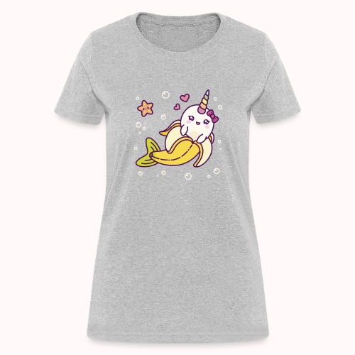 Banarwhal - Banana Peel With Tiny Narwhal - Women's T-Shirt
