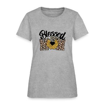 Bienheureuse Maman Tournesol Léopard - T-shirt Femme - gris chiné - Devant