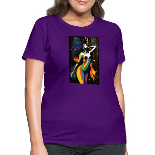 Vibing in the Night - Colorful Minimal Portrait - Women's T-Shirt