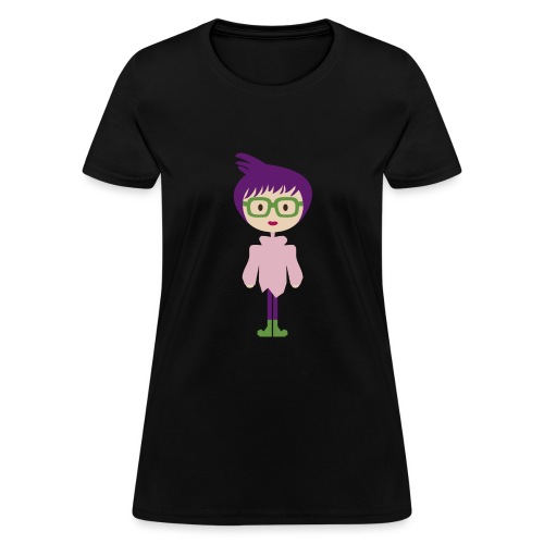 Colorful Mod Girl and Her Green Eyeglasses - Women's T-Shirt