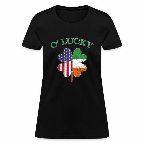 Lucky Irish American Flag Shamrock Clover Ireland. - Women's T-Shirt