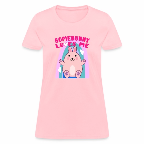 Easter Bunny Rabbit Rainbow Hearts Kawaii Anime LG - Women's T-Shirt