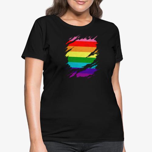 Original Gilbert Baker LGBT Gay Pride Flag Ripped - Women's T-Shirt
