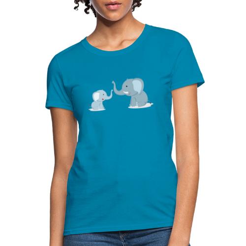 Father and Baby Son Elephant - Women's T-Shirt