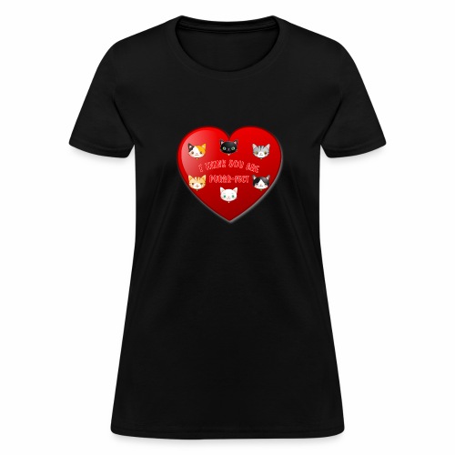 St Valentine Day Purr-fect Heart Alley Cat Pet Pun - Women's T-Shirt