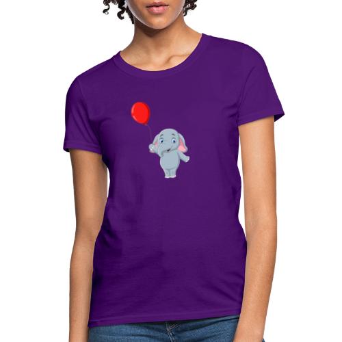 Baby Elephant Holding A Balloon - Women's T-Shirt