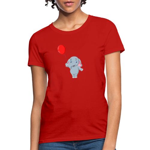 Baby Elephant Holding A Balloon - Women's T-Shirt