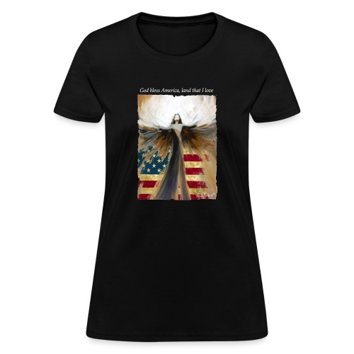 God bless America Angel_Strong color_white type - Women's T-Shirt