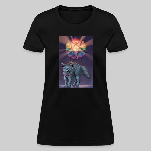 Devil Cat with Rainbow Stained Glass - Women's T-Shirt
