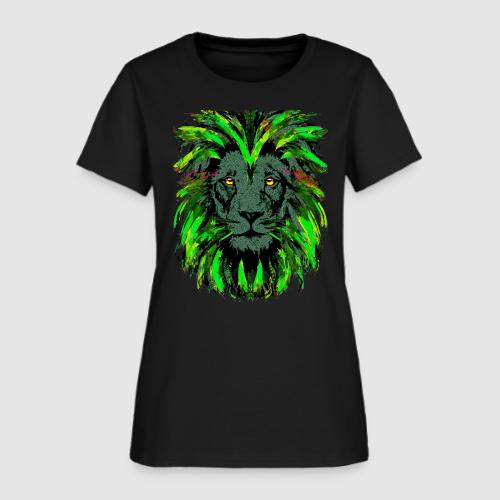 Green Lion Head Portrait Drawing - Green Lion - Women's T-Shirt