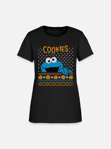 Sesame Street Cookie Monster Ugly Xmas - Women's T-Shirt - black