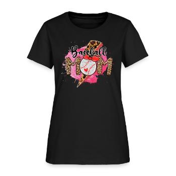 Baseball Mom, Mama, Thunderbolt, - Women's T-Shirt - black - Front