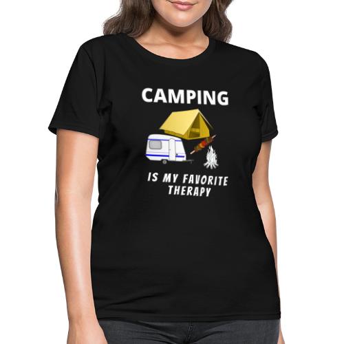 Camping Is My Favorite Therapy Funny - Women's T-Shirt