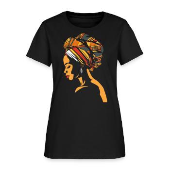 African Woman Kente Headwrap Africa Headscarf - Women's T-Shirt - black - Front