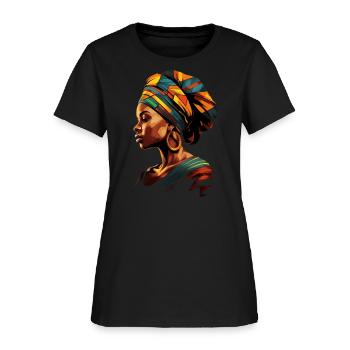 African Woman Kente Headscarf Africa Headwrap - Women's T-Shirt - black - Front