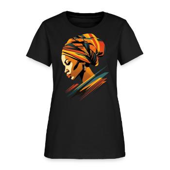 African Woman Kente Headwrap Headscarf Africa - Women's T-Shirt - black - Front