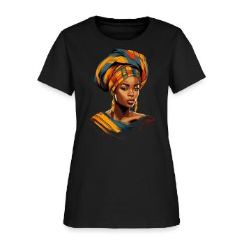 African Woman Kente Africa Headwrap Headscarf - Women's T-Shirt - black - Front