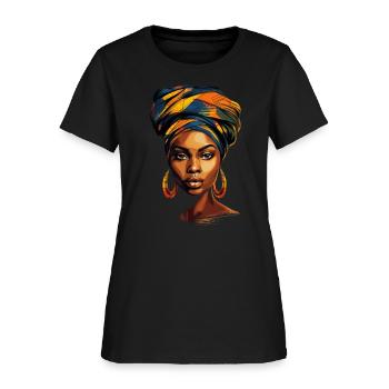 African Woman Headwrap Africa Kente Headscarf - Women's T-Shirt - black - Front