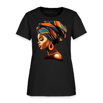 African Woman Africa Kente Headwrap Headscarf - Women's T-Shirt - black - Front