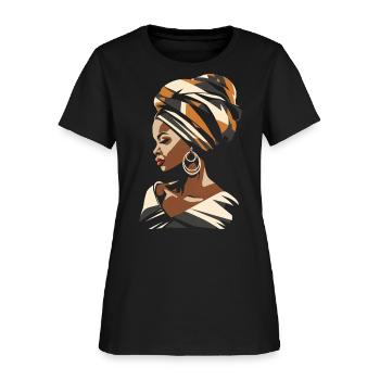 African Woman Africa Headscarf Kente Headwrap - Women's T-Shirt - black - Front