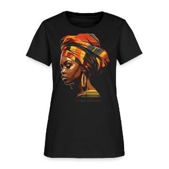 African Woman Headwrap Kente Headscarf Africa - Women's T-Shirt - black - Front
