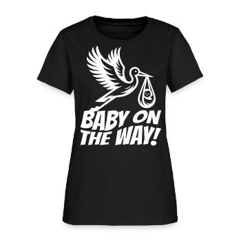 Expectant Mother Stork Brings The Beautiful News - Women's T-Shirt - black - Front