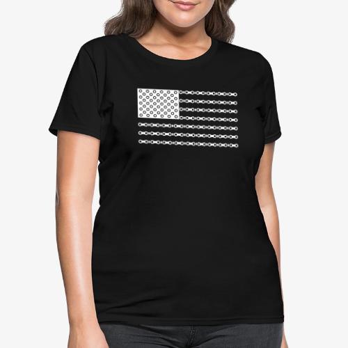 Bicycle Chain American Flag - Women's T-Shirt