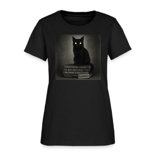 Cat on Banned Books - Women's T-Shirt