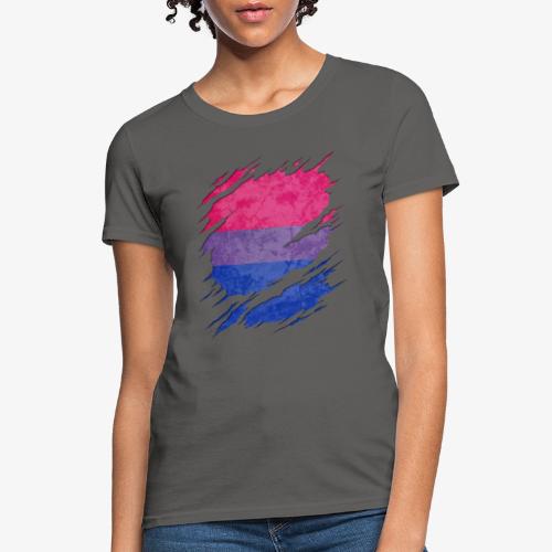 Bisexual Pride Flag Ripped Reveal - Women's T-Shirt
