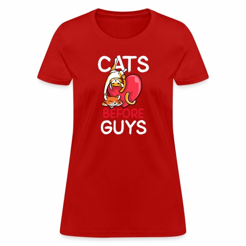 two cats before guys heart anti valentines day - Women's T-Shirt