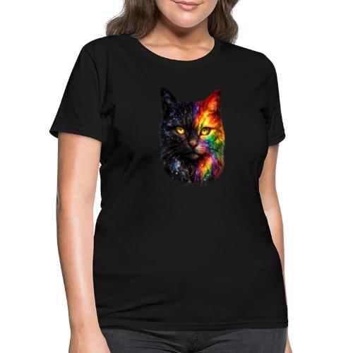 Cosmic Galaxy Rainbow Cat - Women's T-Shirt