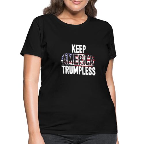 Keep America Without Him Distressed American Flag - Women's T-Shirt