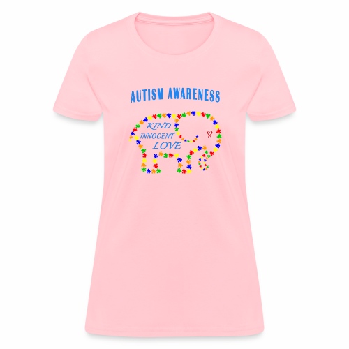 World Autism April Puzzle Heart Elephant Love Kids - Women's T-Shirt