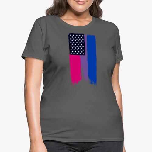 Bisexual Painted Stars and Stripes - Women's T-Shirt