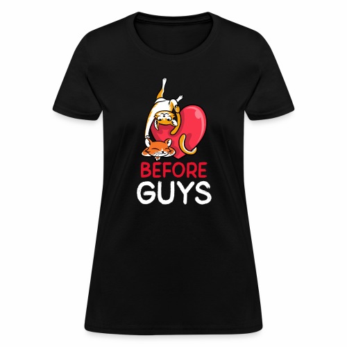 two cats before guys heart anti valentines day - Women's T-Shirt
