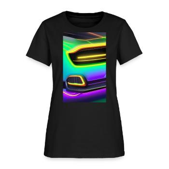 Futuristic neon car - Women's T-Shirt - black - Front