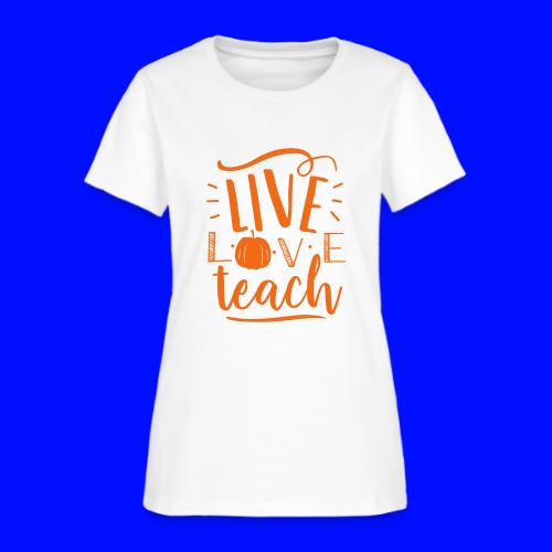 Live Love Teach Pumpkin Halloween Teacher T-Shirts - Women's T-Shirt