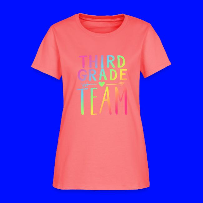 Third Grade Team Neon Rainbow Teacher T-Shirts