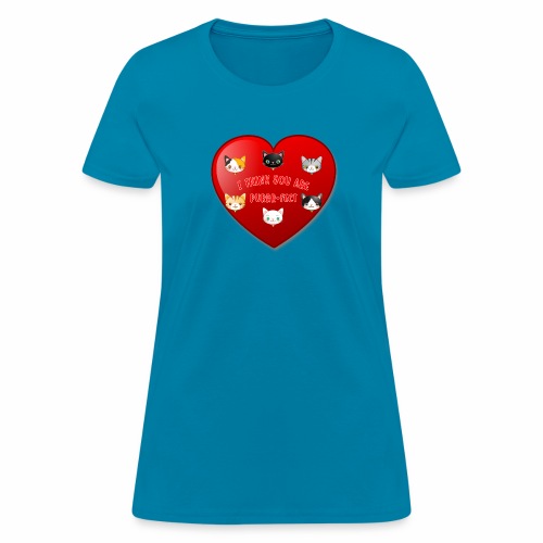 St Valentine Day Purr-fect Heart Alley Cat Pet Pun - Women's T-Shirt