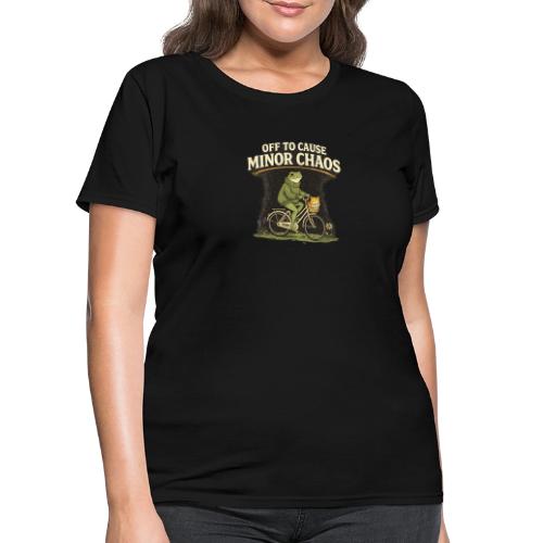 Minor Chaos Vintage Frog and Cat on Bicycle - Women's T-Shirt