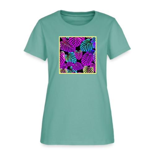 NeonLeaf Harmony Vibrant Pattern - Women's T-Shirt