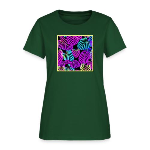 NeonLeaf Harmony Vibrant Pattern - Women's T-Shirt