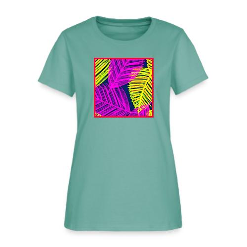 Neon Leaf Delight Chromatic Art - Women's T-Shirt