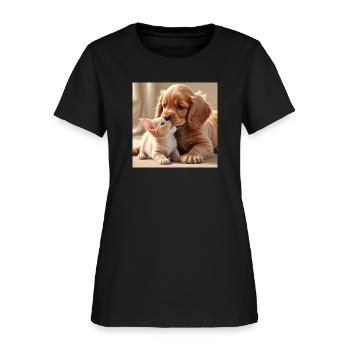Puppy and Kitten poster - Women's T-Shirt - black - Front