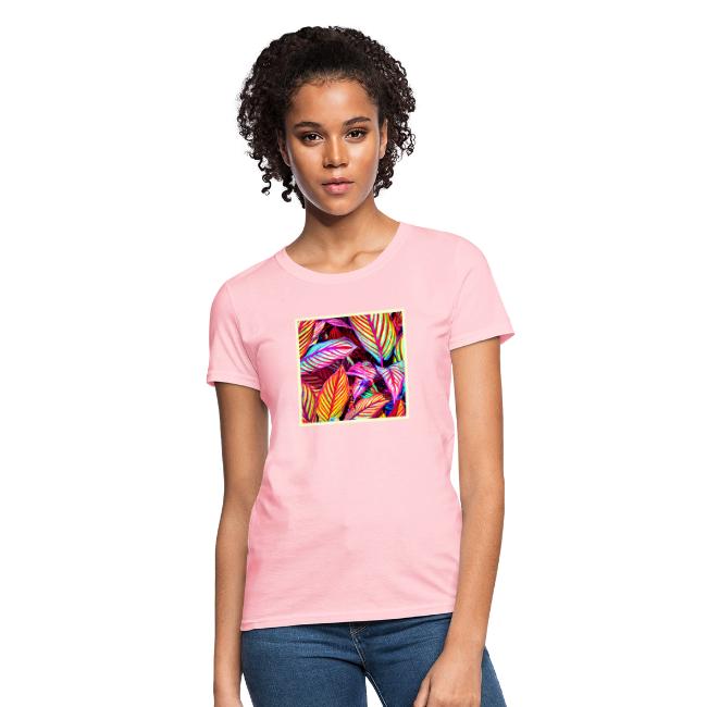 Striped Neon Leaves Design